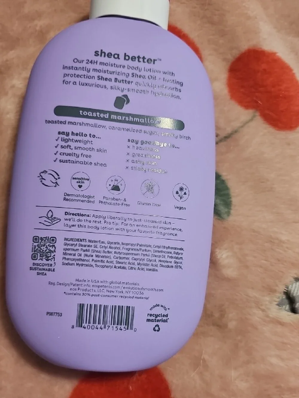 eos Purple Shea Better 24H Moisture Body Lotion - Toasted Marshmallow Scent
